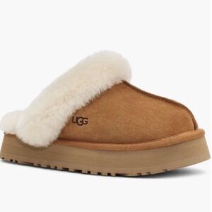 UGG Disquette Suede Fur Platform Slippers
